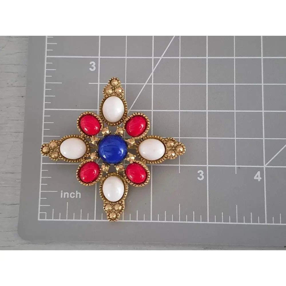 Vintage Sarah Coventry Americana Maltese Cross Brooch Pin